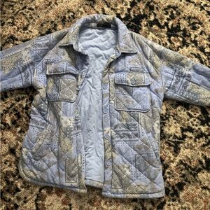 Forever 21 Quilted Patchwork Jacket in Blue and Gray